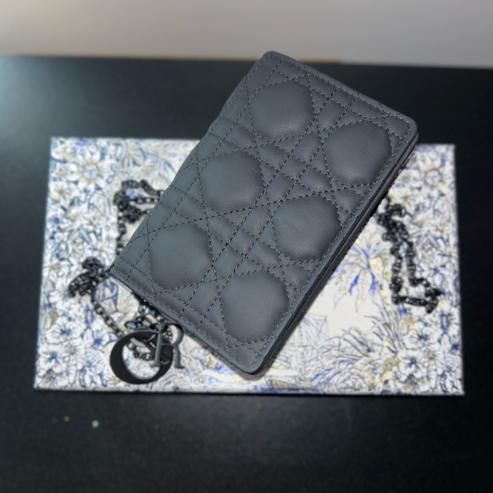 Black Lady Dior Nano Pouch. Cannage Stitching, Dior Charm in Ultra Matte.
